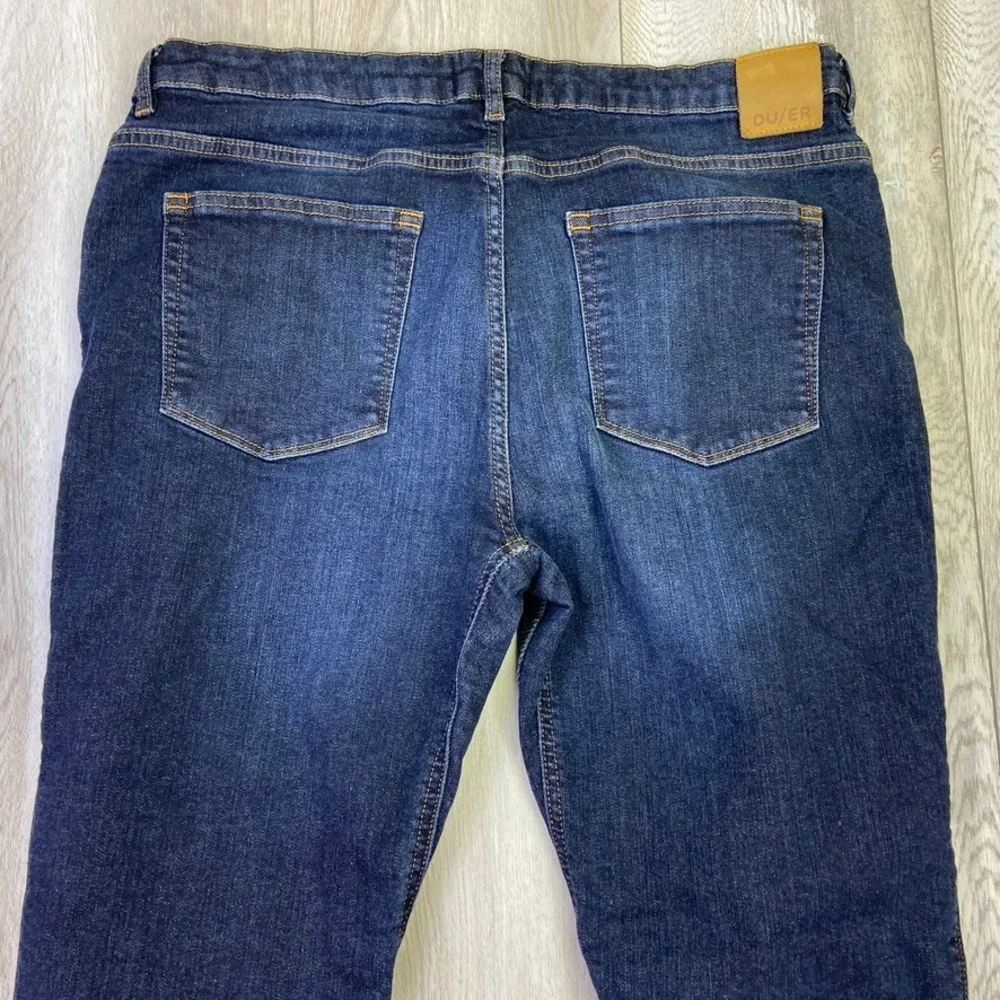 DU/ER Duer Jeans Womens  34x32 Blue Fireside Denim Mid Rise Slim Straight - Picture 11 of 16